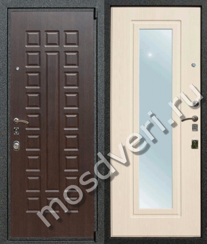 Темная ламинированная входная дверь с зеркалом ВДЗ-859 - купить от производителя Мосдвери Темная ламинированная входная дверь с зеркалом ВДЗ-859